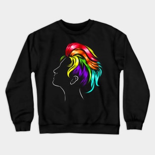 Rainbow Colorful Hair LGBTQ Gay Lesbian Pride Month Crewneck Sweatshirt